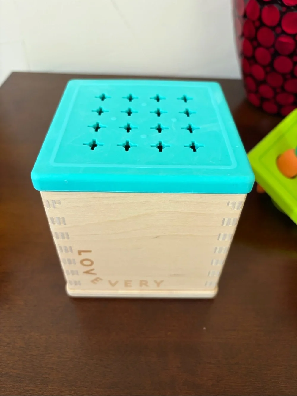 Lovevery Wooden Coin Bank Set - 3 Interchangeable Lids